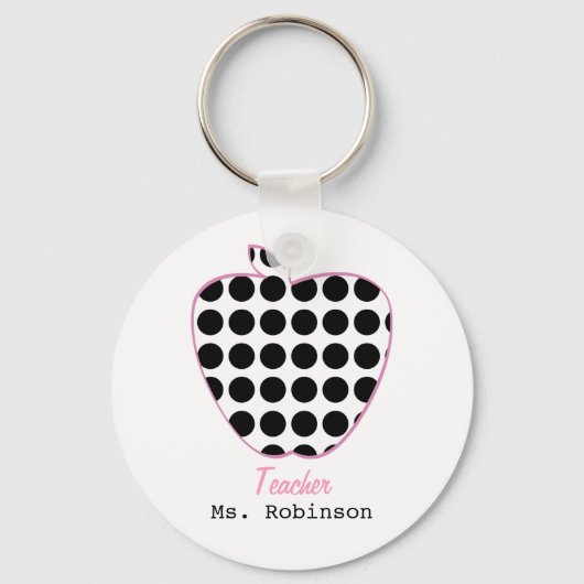 Porte-clés Polka Dot Apple enseignant (Recto)