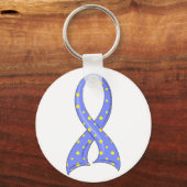 Porte-clés Polka Dot Blue Yellow Ribbon Down Syndrome (Recto)
