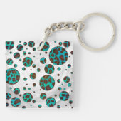 Porte-clés Polka Dot Cow Impression Brown et Turquoise (Dos)