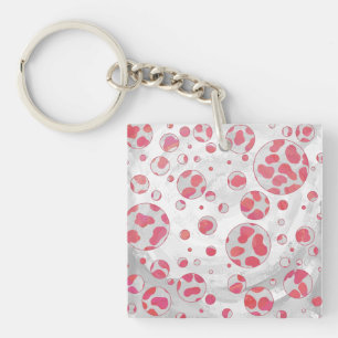 Porte-clés Polka Dot Dalmatie rose et blanc