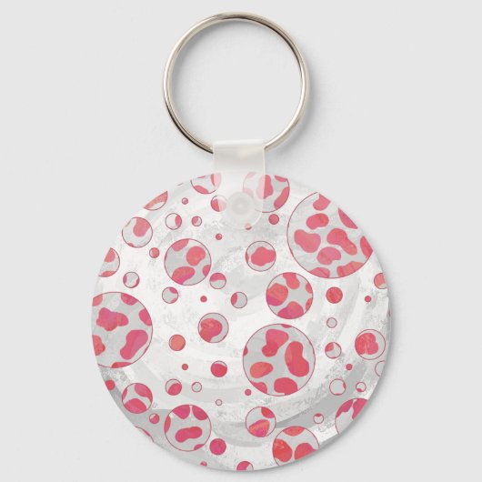 Porte-clés Polka Dot Dalmatie rose et blanc (Recto)