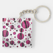 Porte-clés Polka Dot Tiger rose chaud et noir (Dos)
