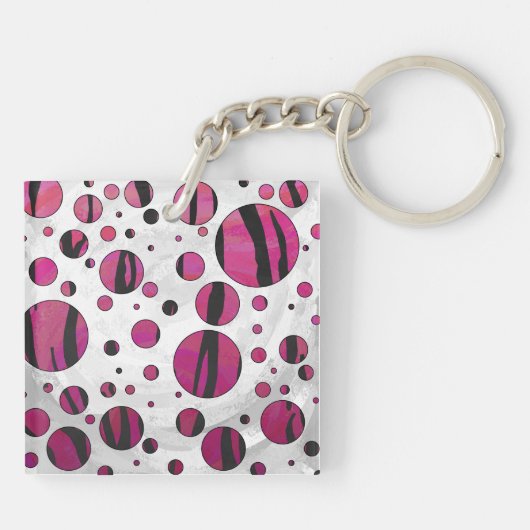 Porte-clés Polka Dot Tiger rose chaud et noir (Dos)