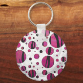 Porte-clés Polka Dot Tiger rose chaud et noir (Recto)