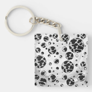 Porte-clés Polka Dot Vache noir et blanc