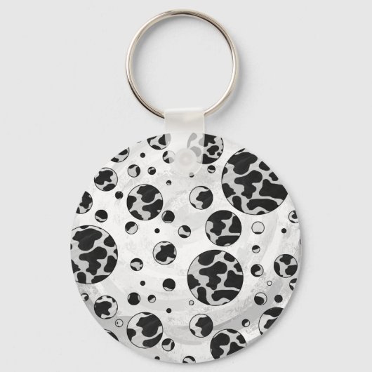 Porte-clés Polka Dot Vache noir et blanc (Recto)