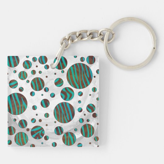 Porte-clés Polka Dot Zebra Brown et Turquoise (Dos)