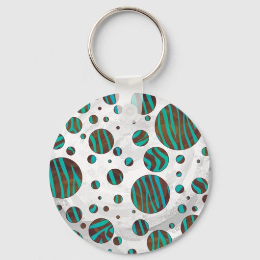 Porte-clés Polka Dot Zebra Brown et Turquoise (Recto)