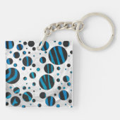 Porte-clés Polka Dot Zebra Motif noir et bleu (Dos)
