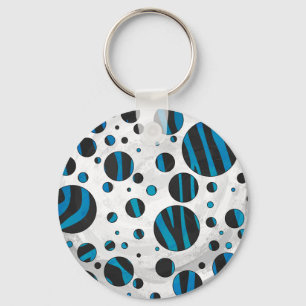 Porte-clés Polka Dot Zebra Motif noir et bleu