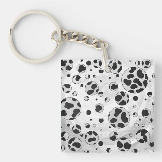 Porte-clés Polka en Dalmatie noir et blanc (Devant)