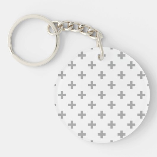 Porte-clés Polka gris croise sur blanc (Devant)