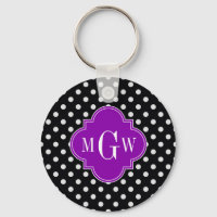 Polka noir blanc point pourpre Quatrefoil 3 Monogr