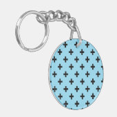 Porte-clés Polka noire croise sur le bleu bébé (Devant gauche)