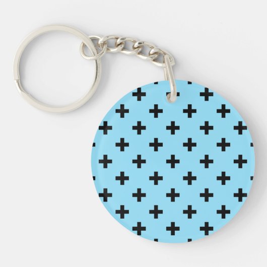 Porte-clés Polka noire croise sur le bleu bébé (Devant)