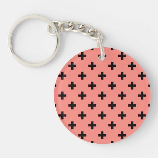Porte-clés Polka noire croise sur pêche (Devant)