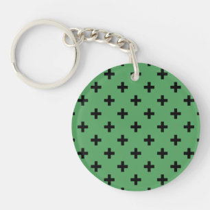Porte-clés Polka noire croise sur vert