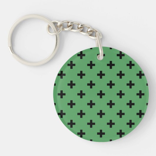 Porte-clés Polka noire croise sur vert (Devant)