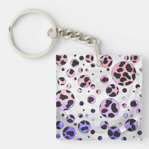 Porte-clés Polka noire et rose de Dalmatie Imprimer