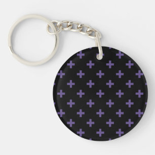 Porte-clés Polka ultra violet croise sur noir