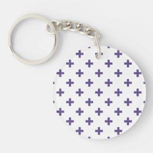 Porte-clés Polka ultra violette croise sur blanc
