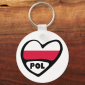Porte-clés Pologne Code Pays Drapeau Clavier Coeur, POL (Recto)