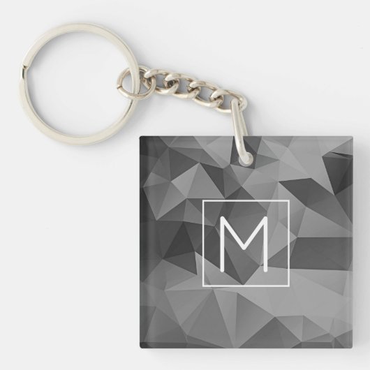 Porte-clés Poly Gray noir géométrique Design Abstrait initial (Devant)