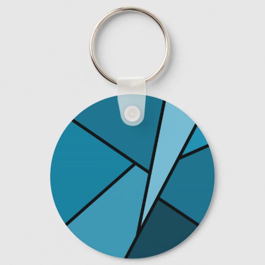 Porte-clés Polygones Turquoises Abstraits (Recto)