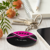 Porte-clés Pom-pom girl en rose chaud (Côté)