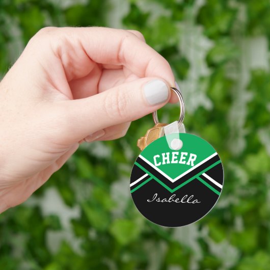 Porte-clés Pom-pom girl en vert (main)