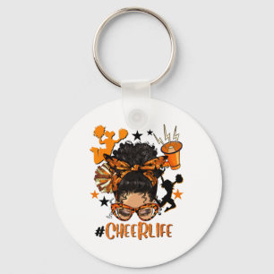 Porte-clés Pom-Pom Vie Chignon Méssy Brunette Orange Noir Che