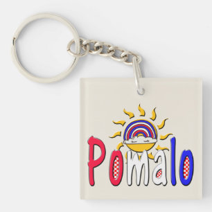 Porte-clés Pomalo – Détente croate avec soleil et arc-en-ciel