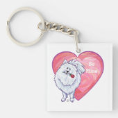 Porte-clés Pomeranian blanc Saint-Valentin (Devant)