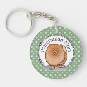 Porte-clés Pomeranian Maman Pom Maman (rouge orange) Mignonne