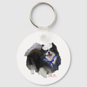 Porte-clés Pomeranian noir marin
