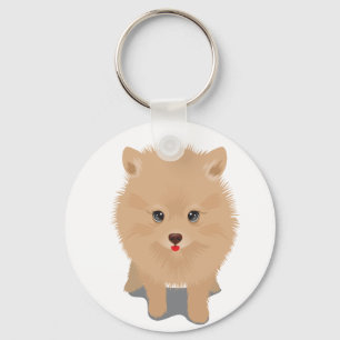 Porte-clés Pomeranian pelucheux