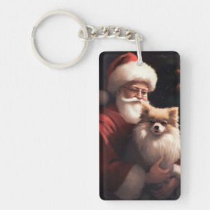 Porte-clés Poméranie avec le Père Noël Noël Festif