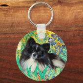 Porte-clés Poméranien (BW) - Irises (Recto)