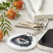 Porte-clés Poméranien noir et gris (Devant droit)