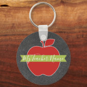 Porte-clés Pomme d'enseignant personnalisé - Police manuscrit (Recto)