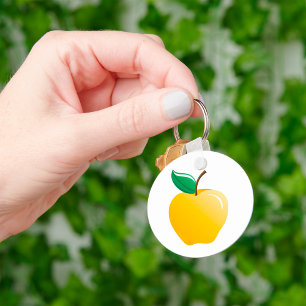 Porte-clés Pomme dorée Fruit jaune brillant
