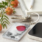 Porte-clés Pomme en forme de coeur rouge dramatique (Devant droit)