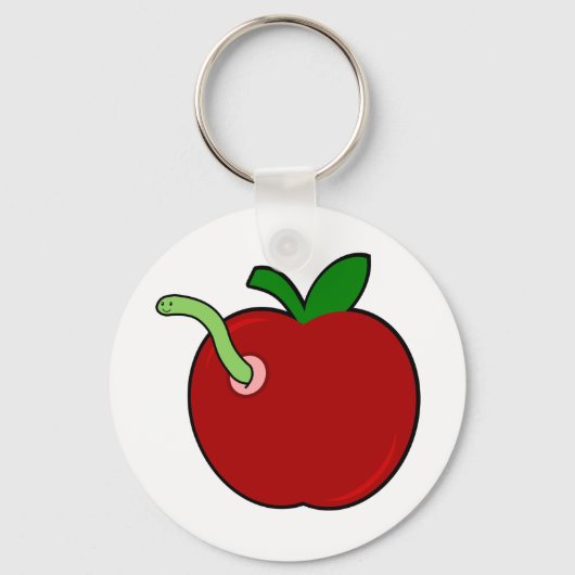 Porte-clés Pomme mignonne avec ver (Recto)