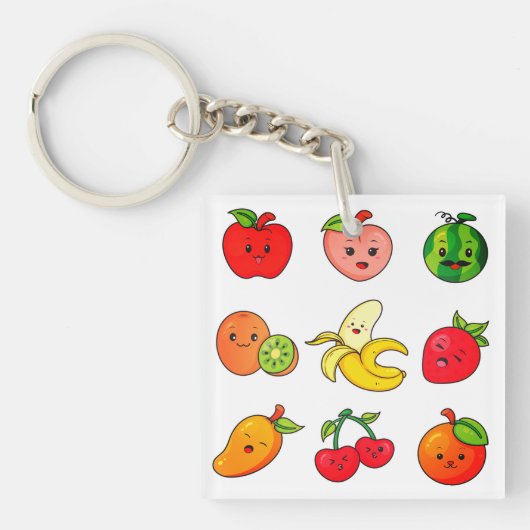 Porte-clés Pomme, Pêche, Pastèque (Devant)