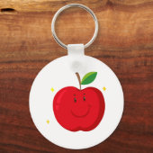 Porte-clés Pomme rouge avec un visage heureux (Recto)