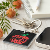 Porte-clés Pomme rouge de l'enseignant Empreinte de léopard (Devant Droit)