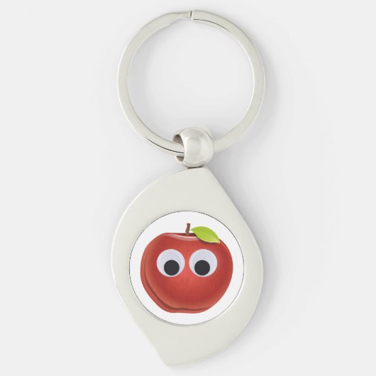 Porte-clés Pomme rouge drôle avec yeux de googly (Devant)