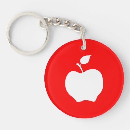 Porte-clés Pomme rouge et blanche (Devant)
