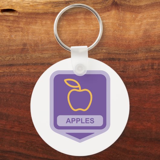 Porte-clés Pomme violette Badge Conception Fruit Lover (Recto)