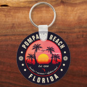 Porte-clés Pompano Beach Floride Retro Sunset Souvenir (Verso)
